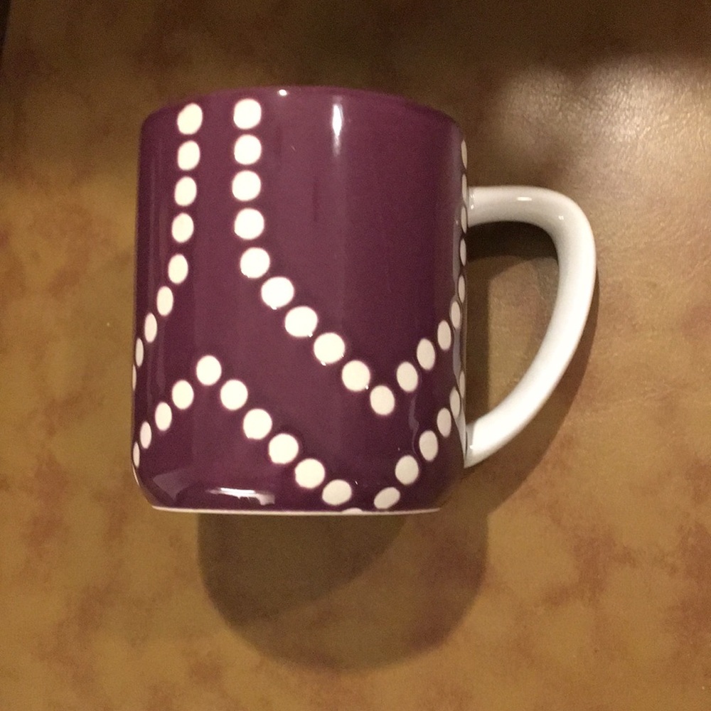 Cute burgundy & white dots Threshold coffee mug. 12 oz.